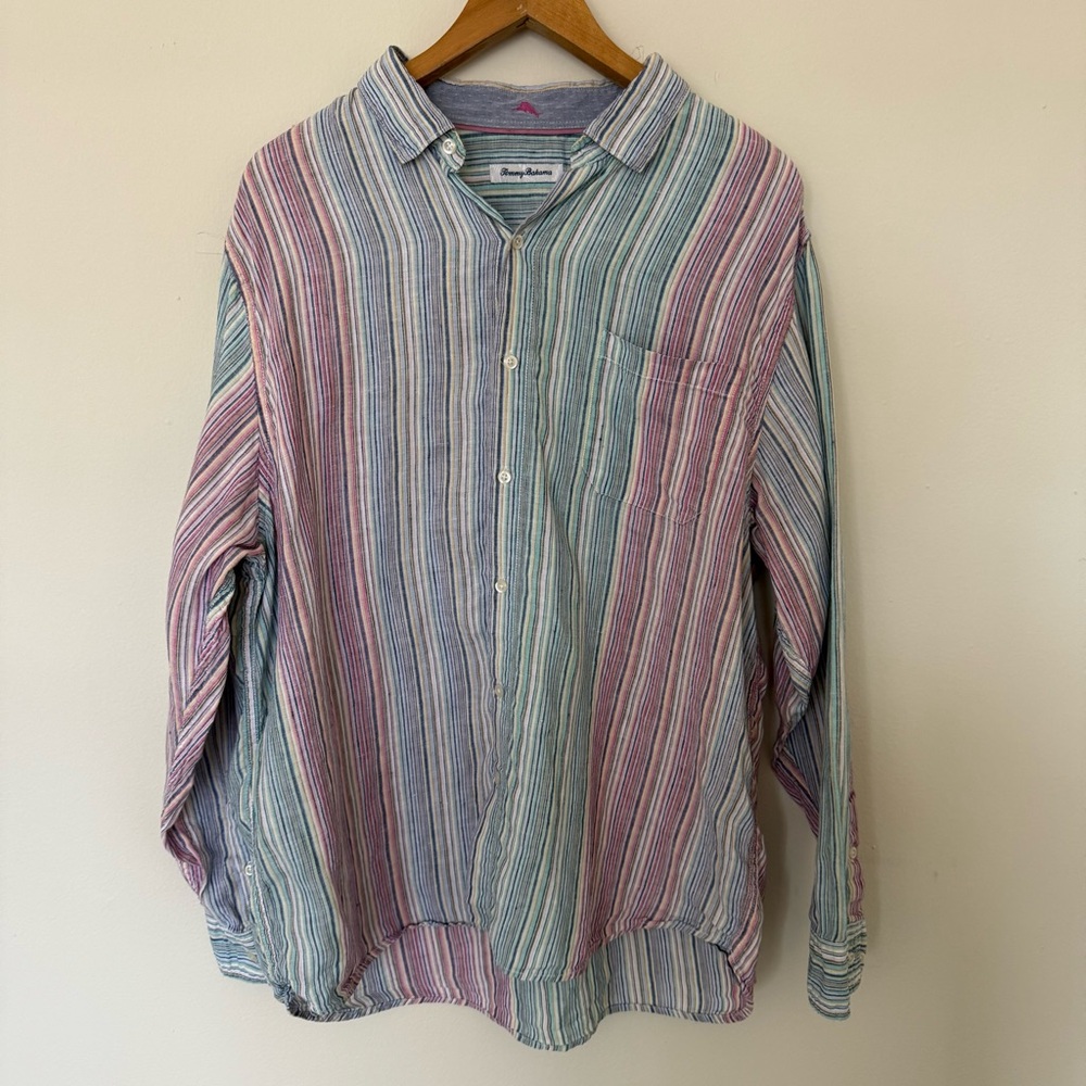 Tommy Bahama Men’s Linen Stripe Button Up